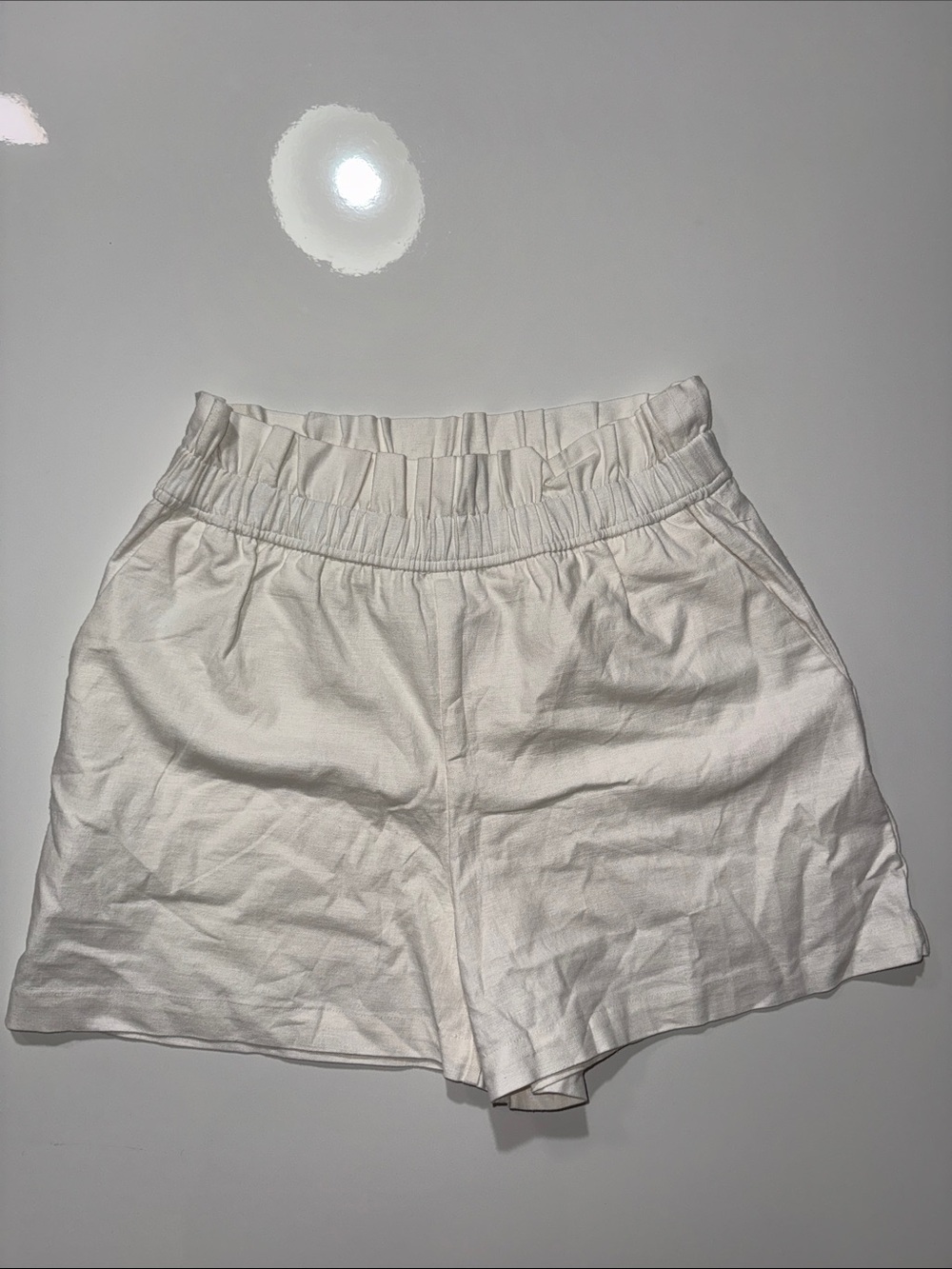 Express High-Waist White Elastic Shorts Size S
